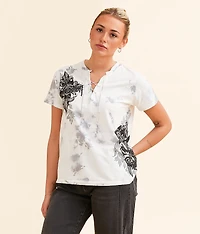 Seductive Rhinestone Lace-Up T-Shirt