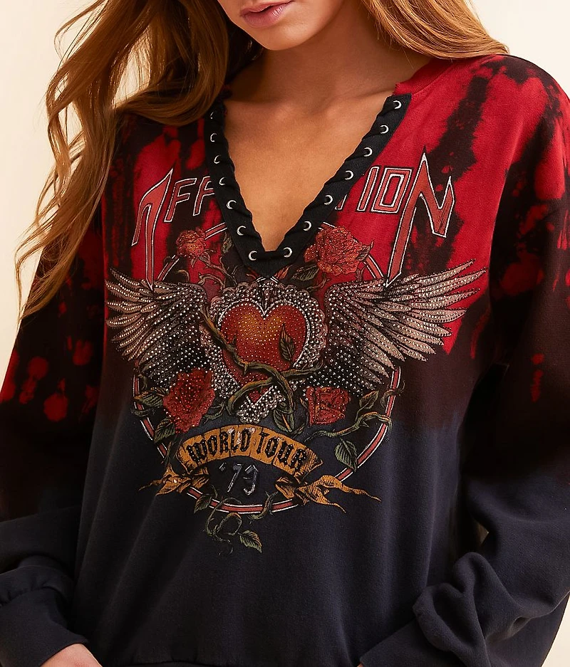 Heart & Roses Lace-Up Pullover