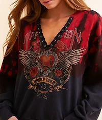 Heart & Roses Lace-Up Pullover