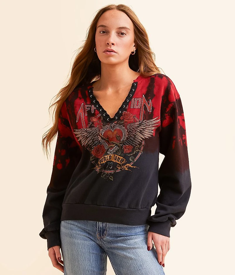 Heart & Roses Lace-Up Pullover