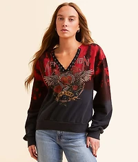 Heart & Roses Lace-Up Pullover
