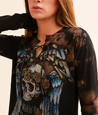 Dream On Rhinestone Lace-Up T-Shirt