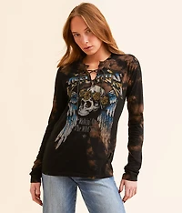 Dream On Rhinestone Lace-Up T-Shirt