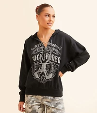 Rock & Rodeo Rhinestone Lace-Up Hooded Sweatshirt
