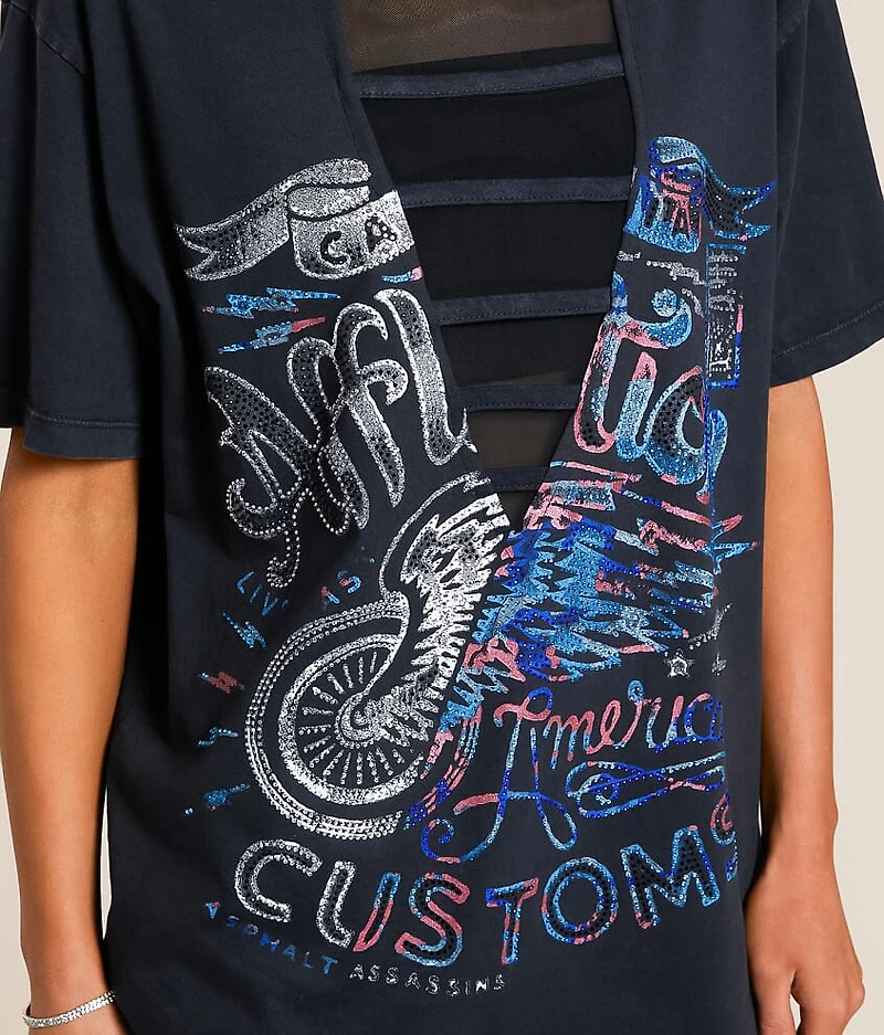 American Customs No Luck Motors Oversized T-Shirt