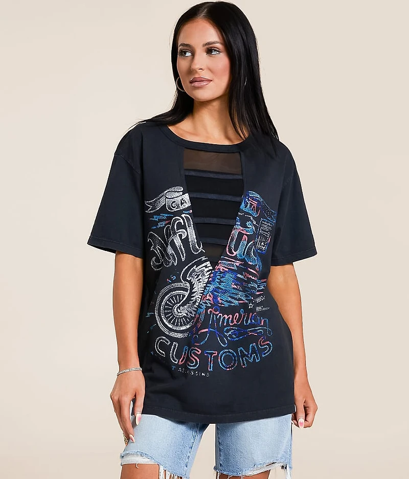 American Customs No Luck Motors Oversized T-Shirt