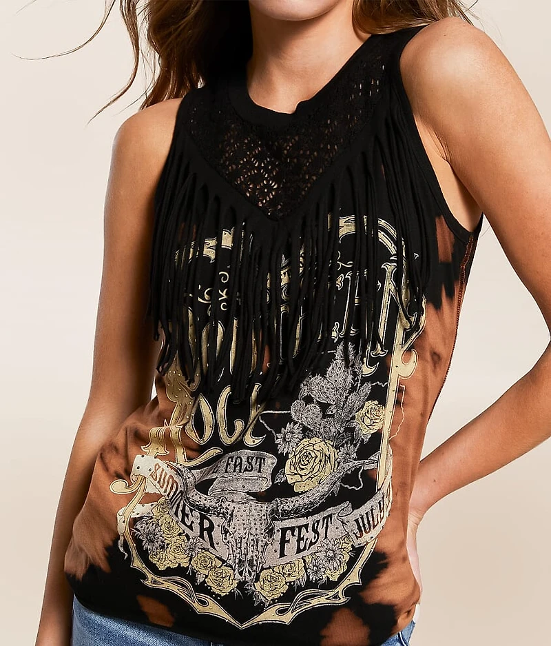 Southern Rock Crochet Fringe Tank Top