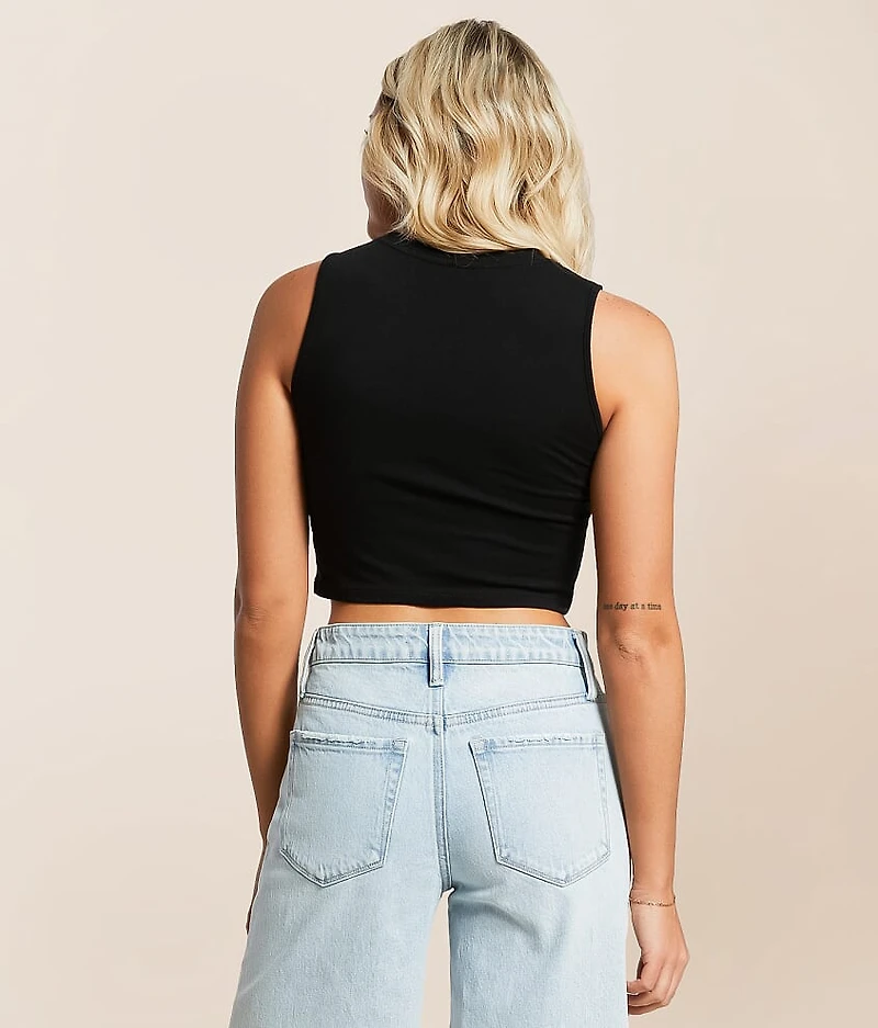 Sacred Sermon Lace-Up Cropped Tank Top