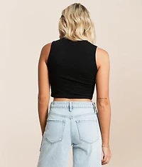 Sacred Sermon Lace-Up Cropped Tank Top