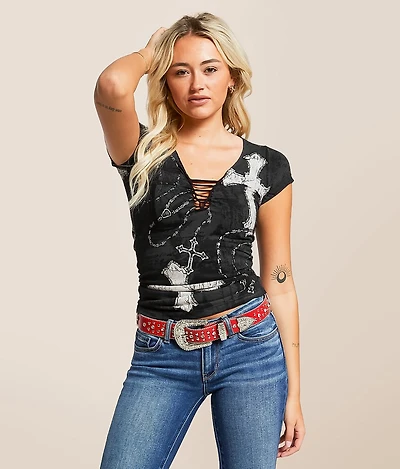 Rosary Of Life Studded T-Shirt