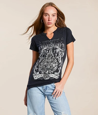 Affliction Spade Split Neck T-Shirt