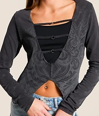 Scale Cut-Out Cropped Top