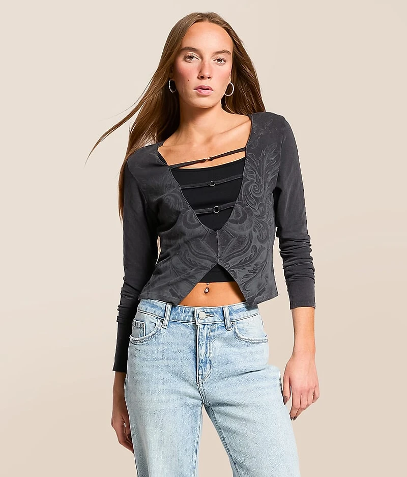 Scale Cut-Out Cropped Top