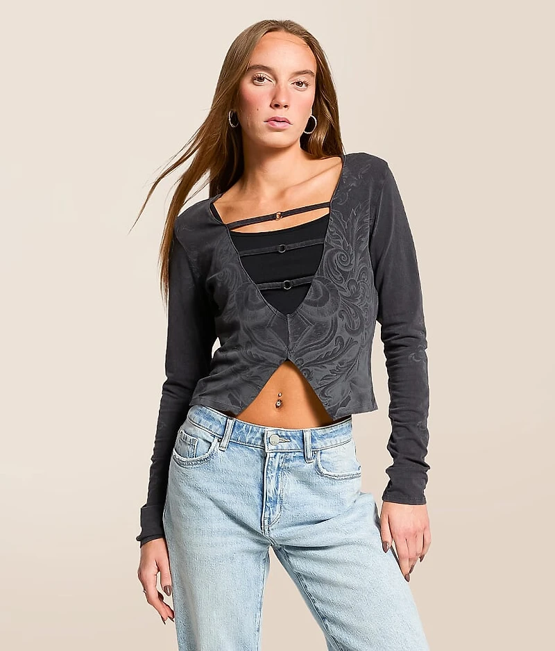 Scale Cut-Out Cropped Top