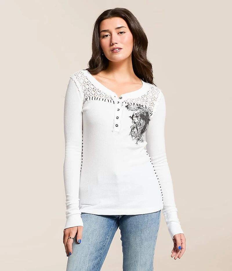 Reverie Crochet Thermal Henley