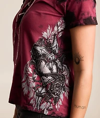 Seductive Rhinestone Lace-Up T-Shirt