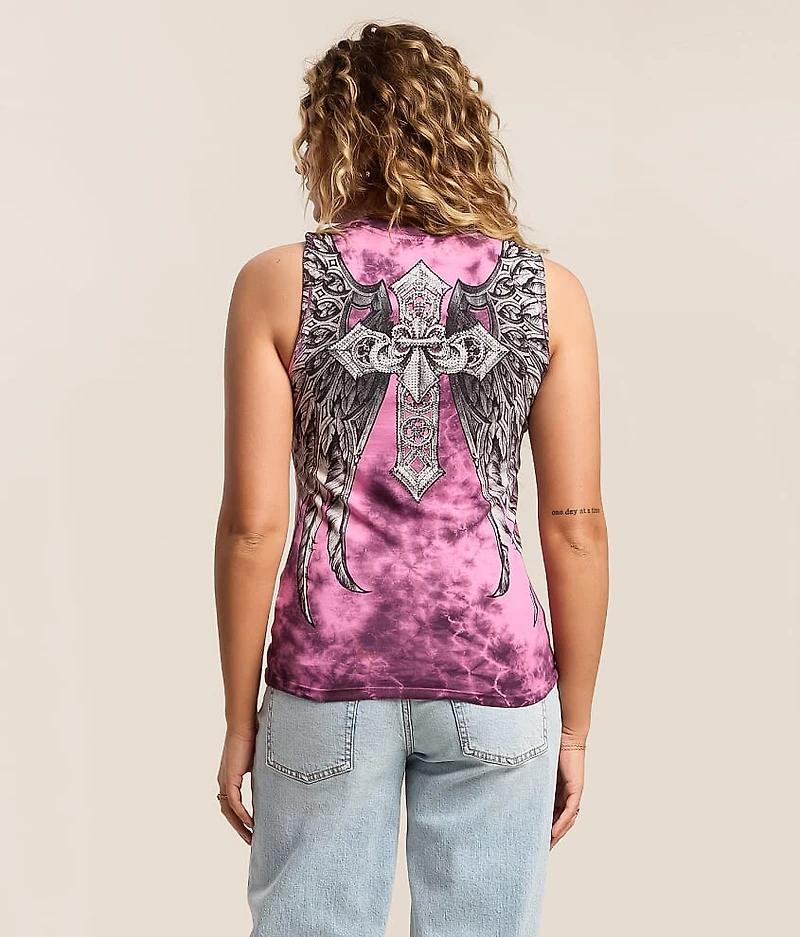 Jovial Rhinestone Lace-Up Tank Top