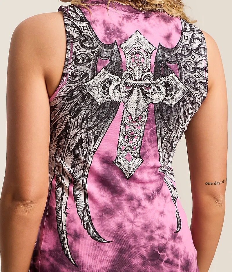 Jovial Rhinestone Lace-Up Tank Top