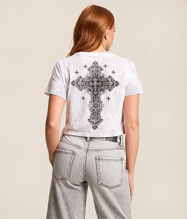 Romanesque Lace-Up Cropped T-Shirt