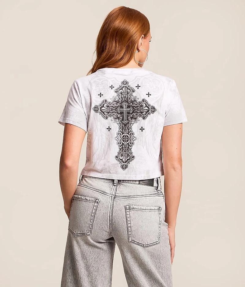 Romanesque Lace-Up Cropped T-Shirt