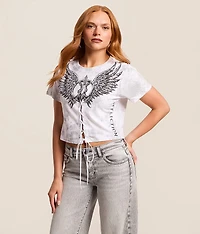 Romanesque Lace-Up Cropped T-Shirt