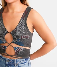 Rock & Roll Cut-Out Cropped Tank Top