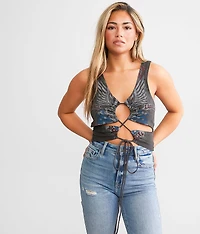 Rock & Roll Cut-Out Cropped Tank Top