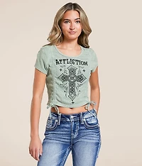 Affliction Marson Rouched Thermal Cropped T-Shirt