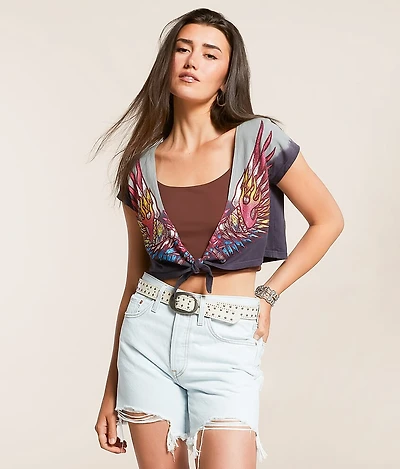 Tribal Fire Cropped T-Shirt