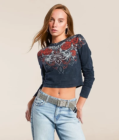 Affliction Crimson Temple Cropped T-Shirt