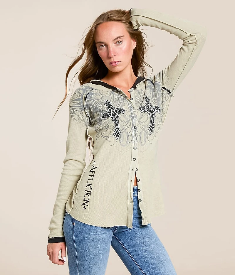 Winged Dagger Hooded Thermal Shirt