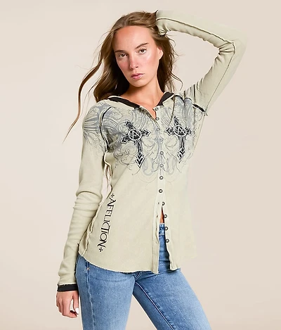 Winged Dagger Hooded Thermal Shirt