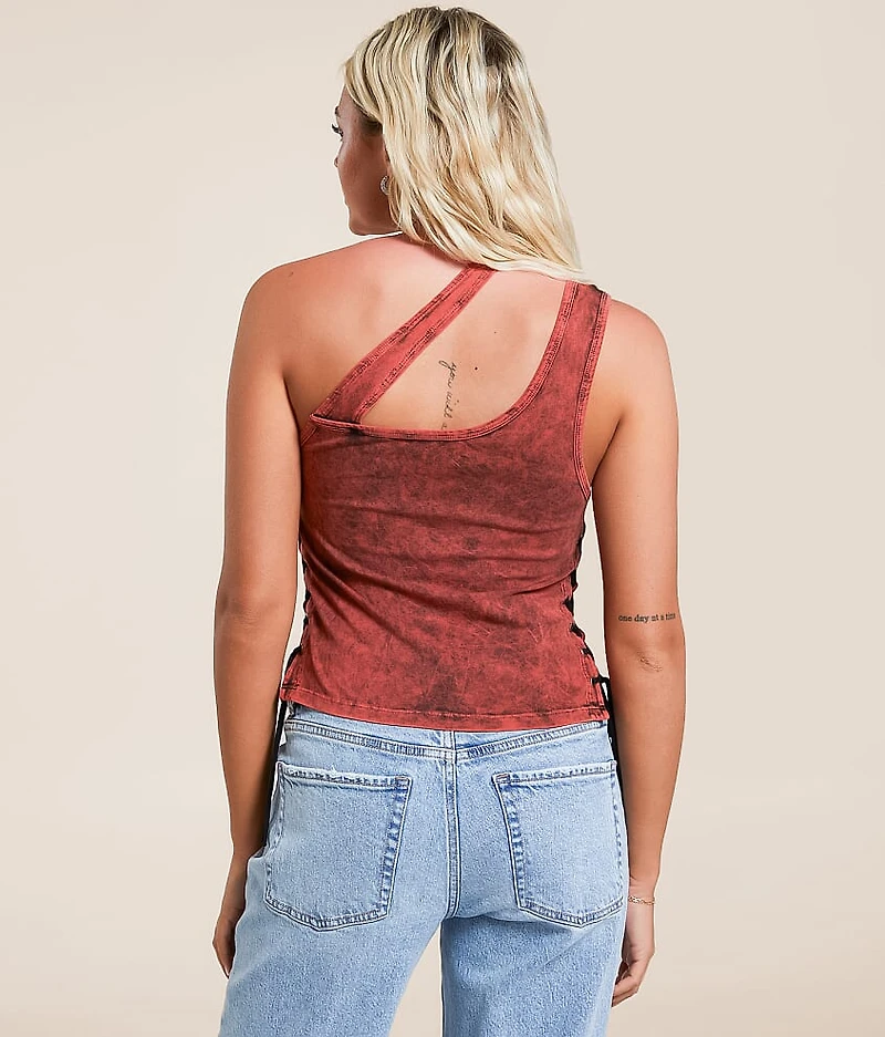 Lorielle One Shoulder Cropped Tank Top