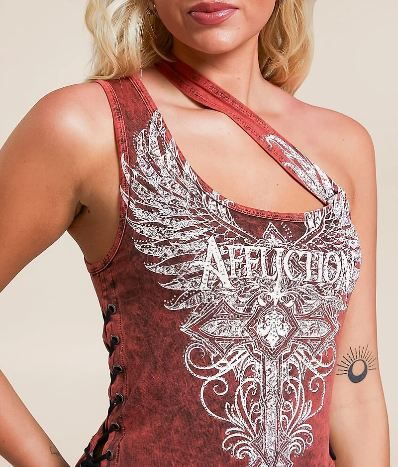 Lorielle One Shoulder Cropped Tank Top