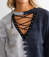 Bleached Lace-Up Sweatshirt
