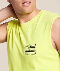 Blue Collar Wrench Flag Muscle Tank Top