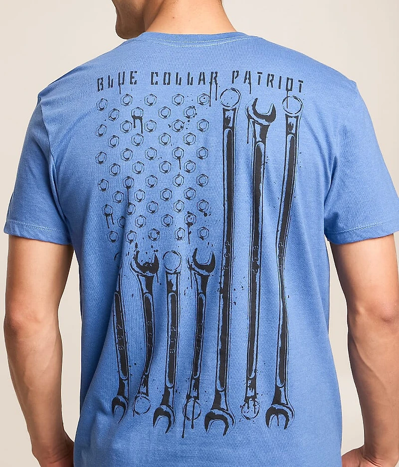 Blue Collar Wrench Flag T-Shirt