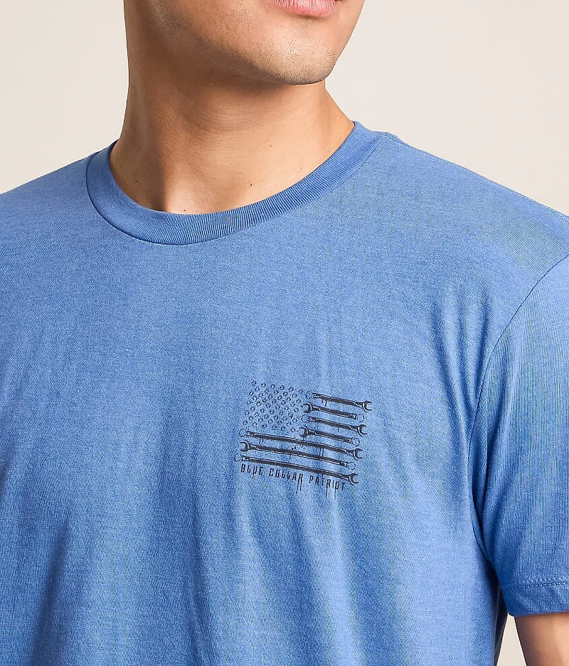 Blue Collar Wrench Flag T-Shirt