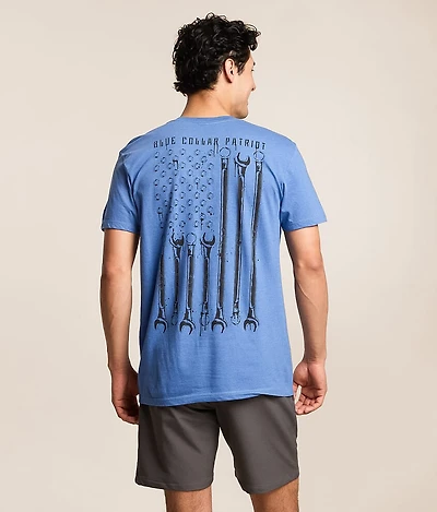 Blue Collar Wrench Flag T-Shirt