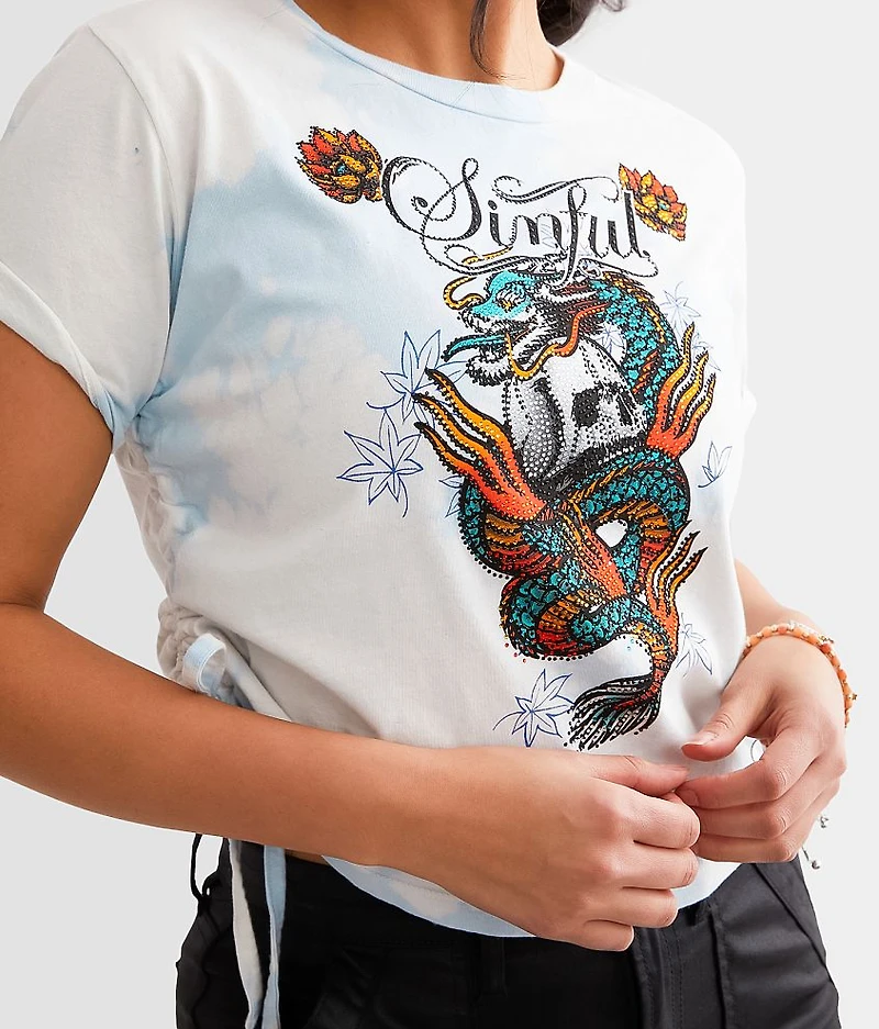 Dragon Fire Skull Cropped T-Shirt