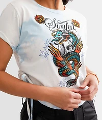 Dragon Fire Skull Cropped T-Shirt