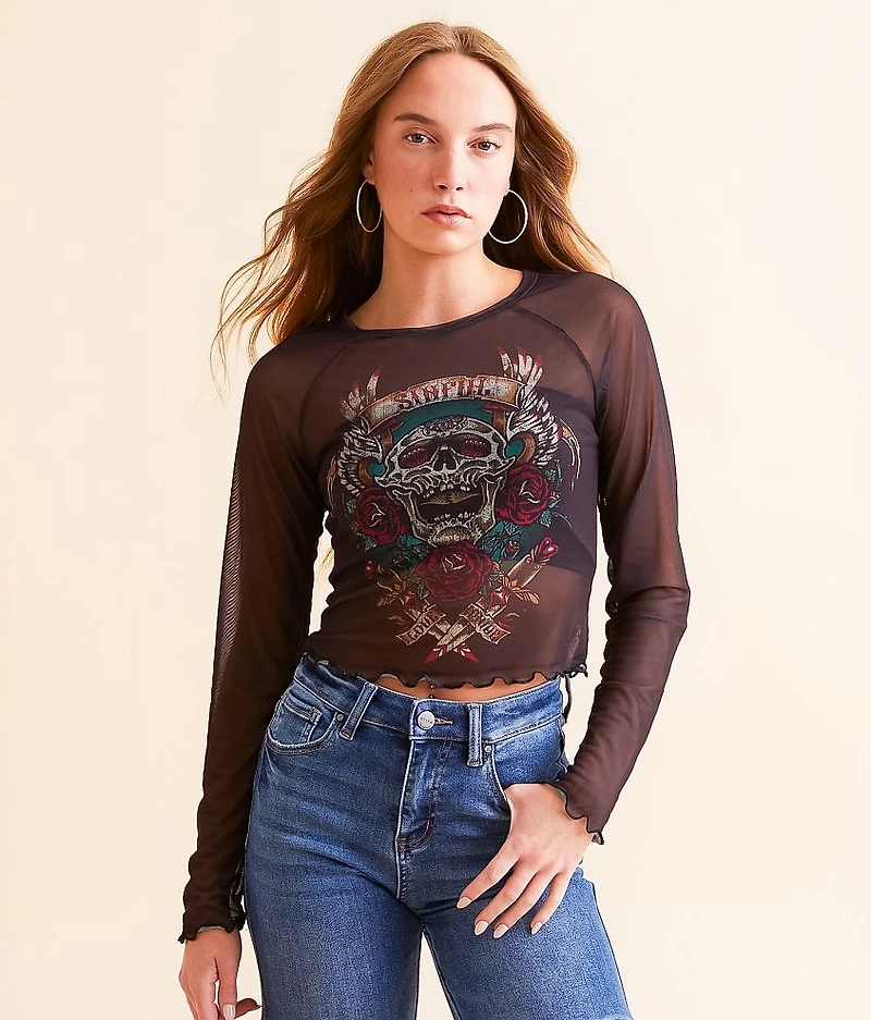 Sinful Rose Dagger Mesh T-Shirt