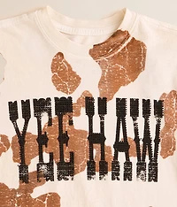 Girls - Yee Haw Cow Print T-Shirt