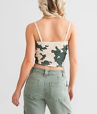 Camo Cow Print Cropped Tube Top