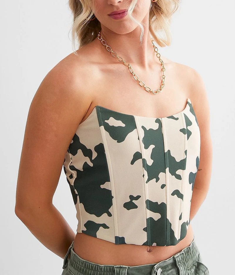 Camo Cow Print Cropped Tube Top