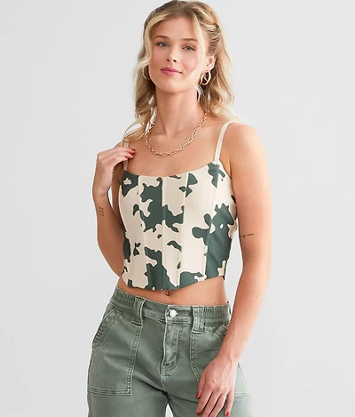 Camo Cow Print Cropped Tube Top