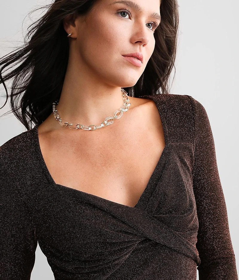 Metallic Twisted Front Top