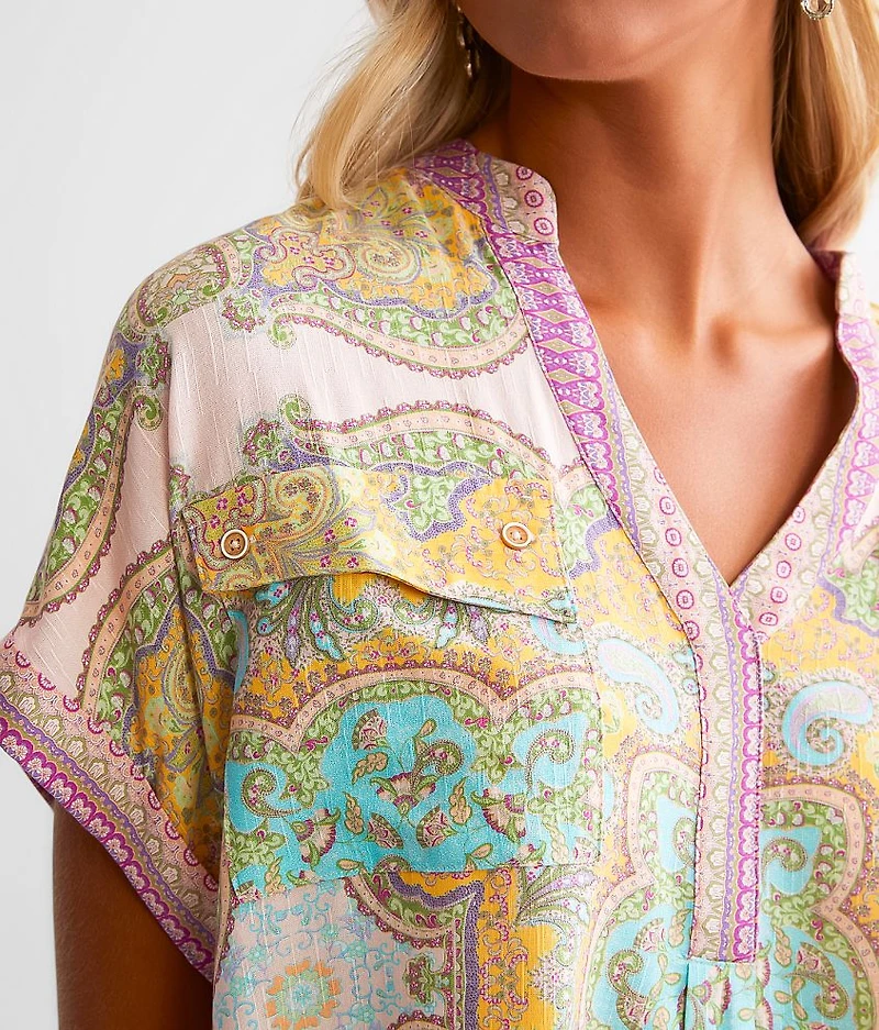 Paisley Notch Neck Top