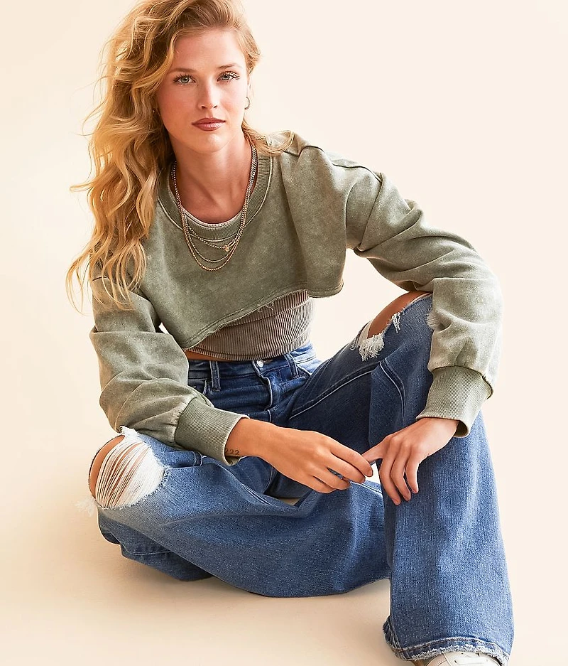Washed Bolero Pullover