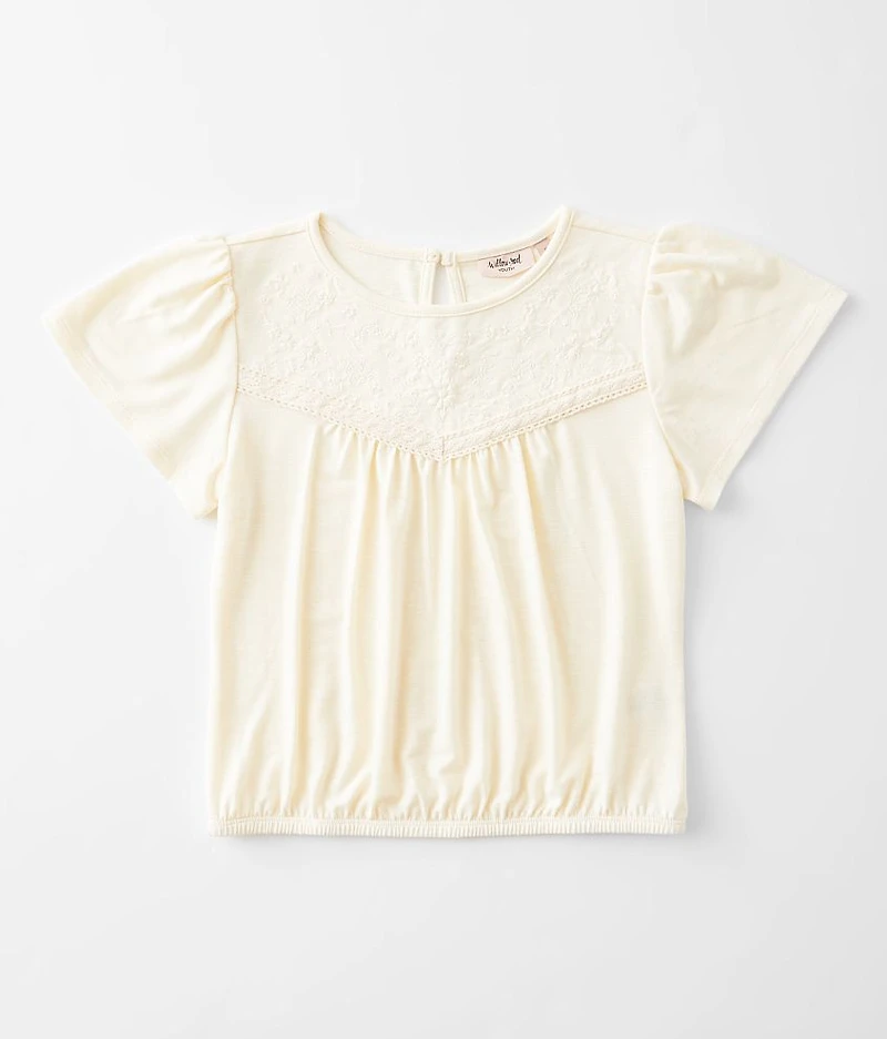 Girls - Embroidered Floral Top